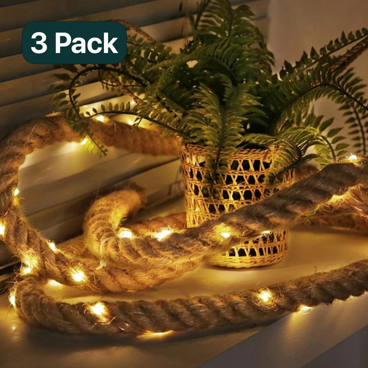 Battery Operated Rope String Lights – 30 Warm LEDs for Mason Jars & Farmhouse Decor